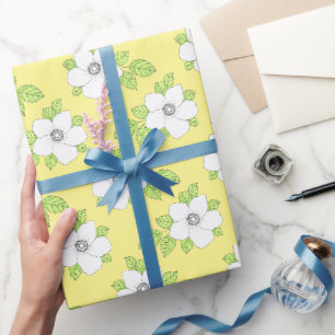 Cadeau Papier à Motif à fleur d'anémone dessiné à la main