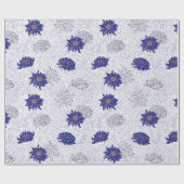 Cadeau Papier à motif à fleurs bleu japonais (Plat)