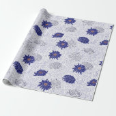 Cadeau Papier à motif à fleurs bleu japonais (Déroulé)