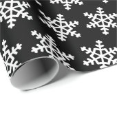 Cadeau Papier à Motif à flocon de neige noir et blanc (Coin rond)
