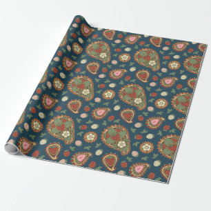 Cadeau Papier à Motif de fraise Paisley