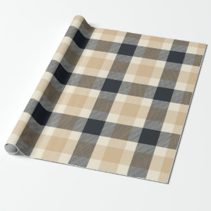 Cadeau Papier à Motif plaqué neutre Brown Tartan