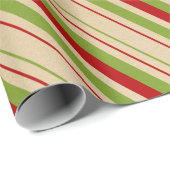 Cadeau Papier à Motif rayé vert rouge (Coin rond)