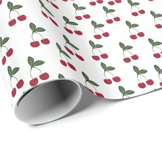 Cadeau Papier à Motif Red Cherries (Coin rond)