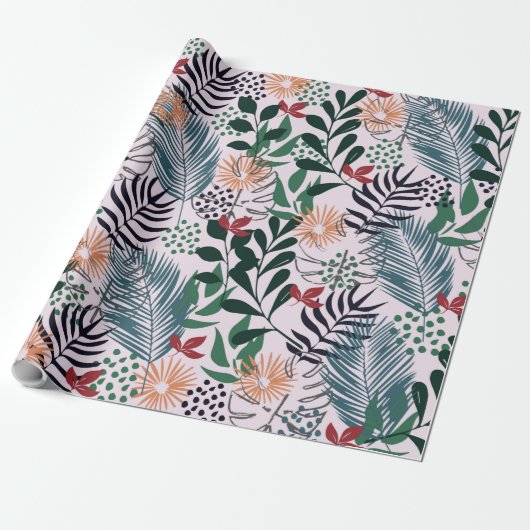 Cadeau Papier à Motif tropical floral (Déroulé)
