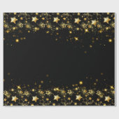 Cadeau  Papier à OUVRAGE brillant étoiles d'or (Plat)