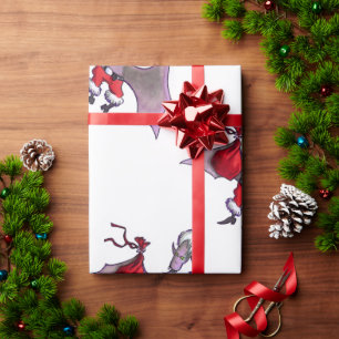 Cadeau Papier à papier blanc mat père Noël Bat