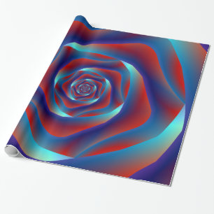 Cadeau Papier à Rose à spirale rouge et blues