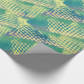 Cadeau Papier Abstrait jaune vert violet carreau (Coin)