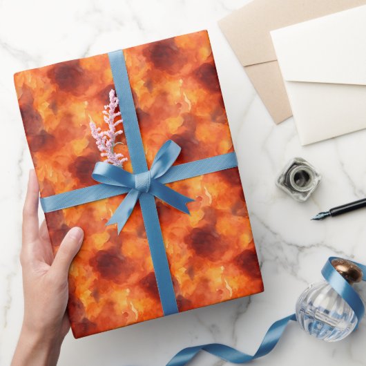 Cadeau Papier aquarelle abstrait orange et marron (Cadeaux)