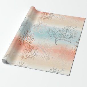 Cadeau Papier aquarelle luxueux corail côtier & vagues oc