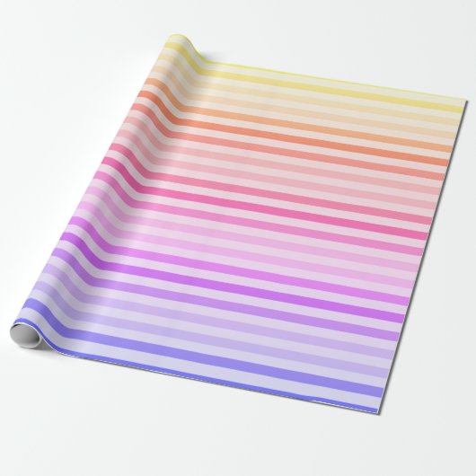 Cadeau Papier arc-en-ciel rayé tons chauds (Déroulé)