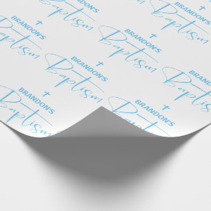 Cadeau Papier Baptême Bleu Garçon