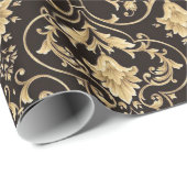 Cadeau Papier baroque noir et or (Coin rond)