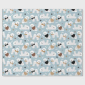 Cadeau Papier Bichon Frise Bones and Paws Blue Wrapper (Plat)