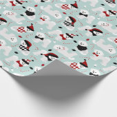 Cadeau Papier Bichon Frise Christmas Blue Wrapper (Coin)
