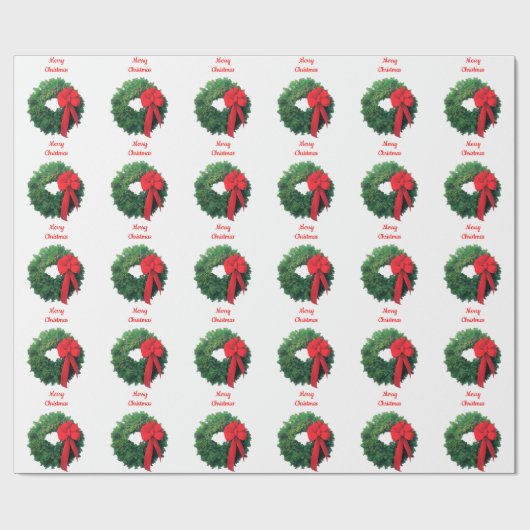 Cadeau Papier blanc à enveloppe de couronne de Noël (Plat)