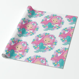 Cadeau Papier blanc à enveloppement mauve de la Fête de s