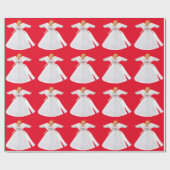 Cadeau Papier blanc Angel rouge à envelopper (Plat)