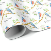 Cadeau Papier blanc Bluebirds (Coin rond)