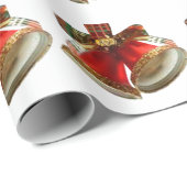 Cadeau Papier blanc de recouvrement Red Bells (Coin rond)
