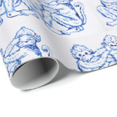 Cadeau Papier blanc et bleu (Coin rond)