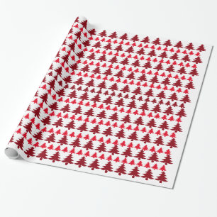 Cadeau Papier blanc et rouge à enveloppement d'arbre de N