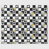 Cadeau Papier blanc noir À damiers enveloppement (Plat)