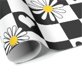 Cadeau Papier blanc noir À damiers enveloppement (Coin rond)