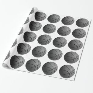 Cadeau Papier blanc noir à envelopper de basket-ball