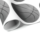 Cadeau Papier blanc noir à envelopper de basket-ball (Coin rond)