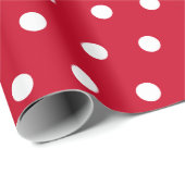 Cadeau Papier blanc Polkadot rouge (Coin rond)
