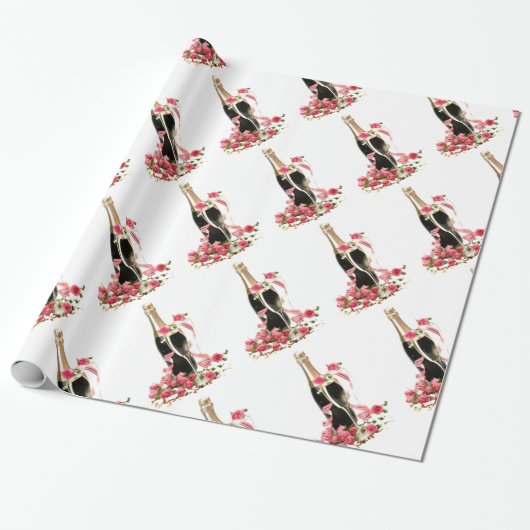 Cadeau Papier blanc Rose et champagne (Déroulé)
