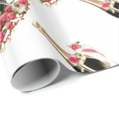 Cadeau Papier blanc Rose et champagne (Coin rond)