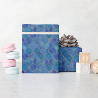 Cadeau Papier bleu et or marocain