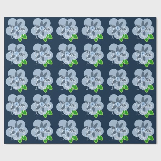 Cadeau Papier Bleu Fleur Bleu Joliment Fait (Plat)