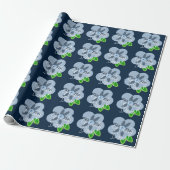 Cadeau Papier Bleu Fleur Bleu Joliment Fait (Déroulé)