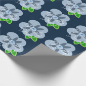 Cadeau Papier Bleu Fleur Bleu Joliment Fait (Coin)