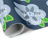 Cadeau Papier Bleu Fleur Bleu Joliment Fait (Coin rond)