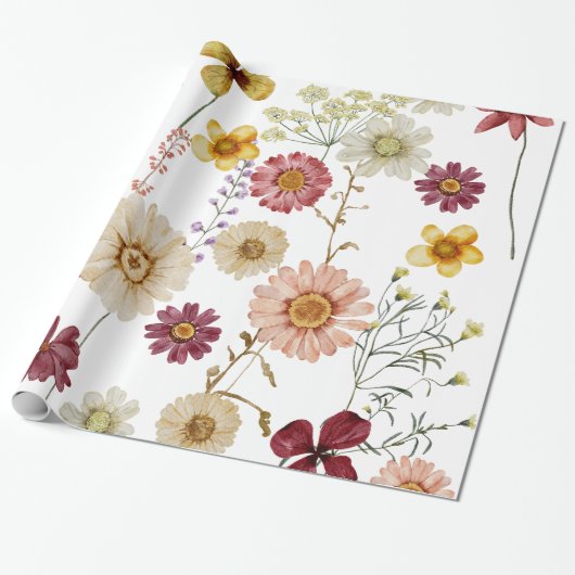 Cadeau Papier Boho Rustic Fleur sauvage (Déroulé)