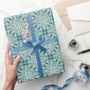 Cadeau Papier brillant à envelopper boho vert