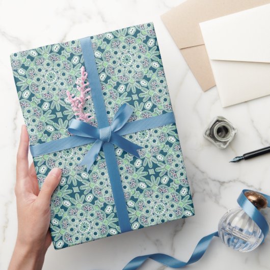 Cadeau Papier brillant à envelopper boho vert (Cadeaux)