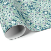 Cadeau Papier brillant à envelopper boho vert (Coin rond)