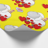 Cadeau Papier brillant à envelopper, Coeurs de chaton mou (Coin)