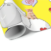 Cadeau Papier brillant à envelopper, Coeurs de chaton mou (Coin rond)