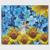 Cadeau Papier brillant à envelopper, Fleur de tournesol b (Plat)