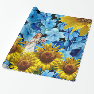 Cadeau Papier brillant à envelopper, Fleur de tournesol b