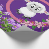 Cadeau Papier brillant à envelopper, Mouton Floral violet (Coin)
