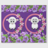 Cadeau Papier brillant à envelopper, Mouton Floral violet (Plat)