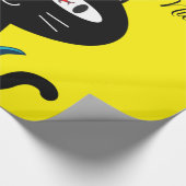 Cadeau Papier brillant à envelopper, Noir Chat Poisson Bo (Coin)